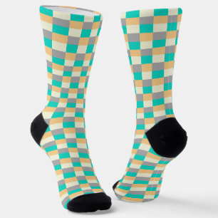 Wild Pastel with Teal in Color Blocks Socken