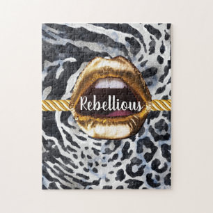 Wild Pattern Gold Lips Geschenk Décor Beauty Girly