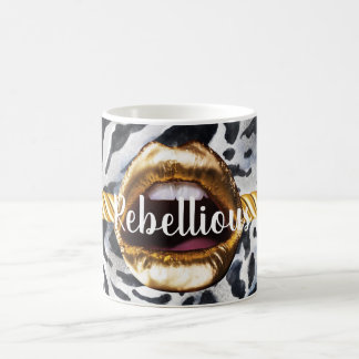 Wild Pattern Gold Lips Geschenk Décor Beauty Girly Kaffeetasse