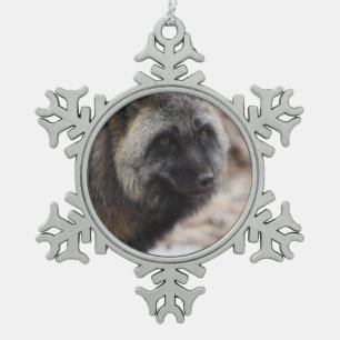 Wild Paws Midnight Snowflake gerahmter Weihnachtss Schneeflocken Zinn-Ornament