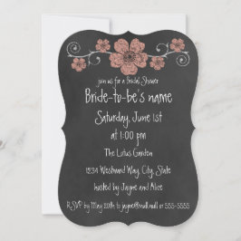 Wild Peach Rose Chalkboard Bridal Einladung