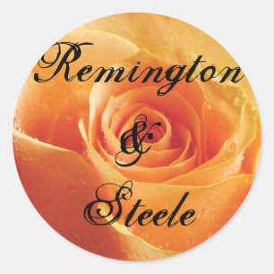 Wild Peach Rose Personalisiert Wedding Runder Aufkleber