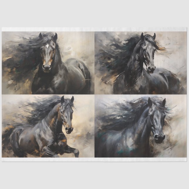 Wild Pferde Collage 3 Decoupage Paper Seidenpapier (Vorderseite)