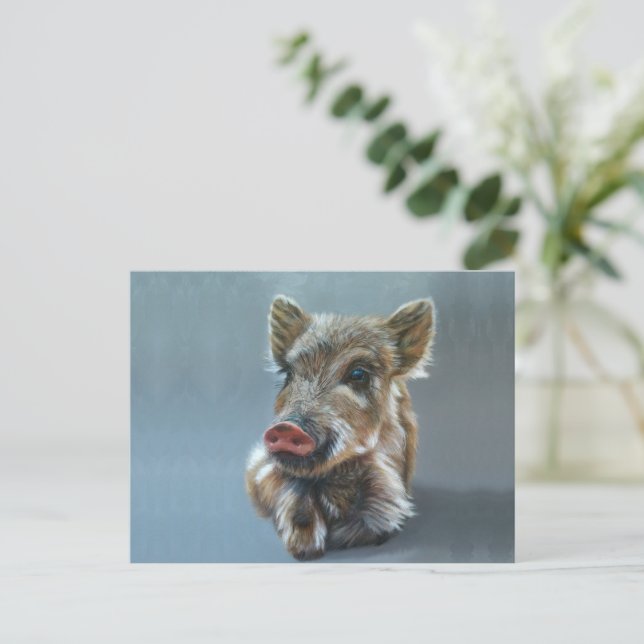 Wild piggy Postcard Postkarte (Stehend Vorderseite)