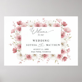 Wild Pink Flowers Wedding  Poster