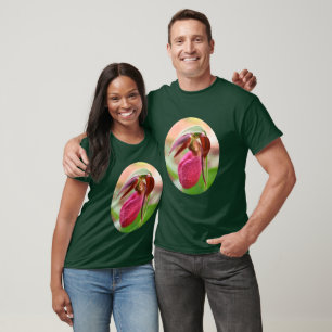 Wild Pink Lady Slipper Orchid Blume T-Shirt