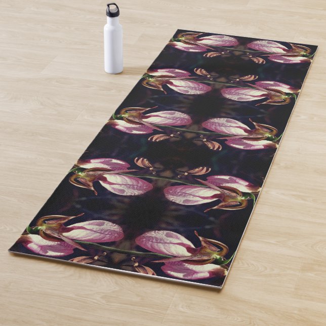 Wild Pink Lady Slipper Orchid Pair Abstrakt Yogamatte (Beispiel)