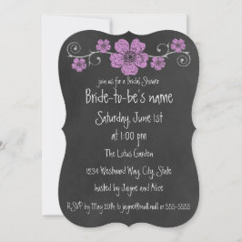 Wild Pink Roses Chalkboard Bridal Einladung