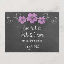 Wild Pink Roses Chalkboard Save the Date Postkarte