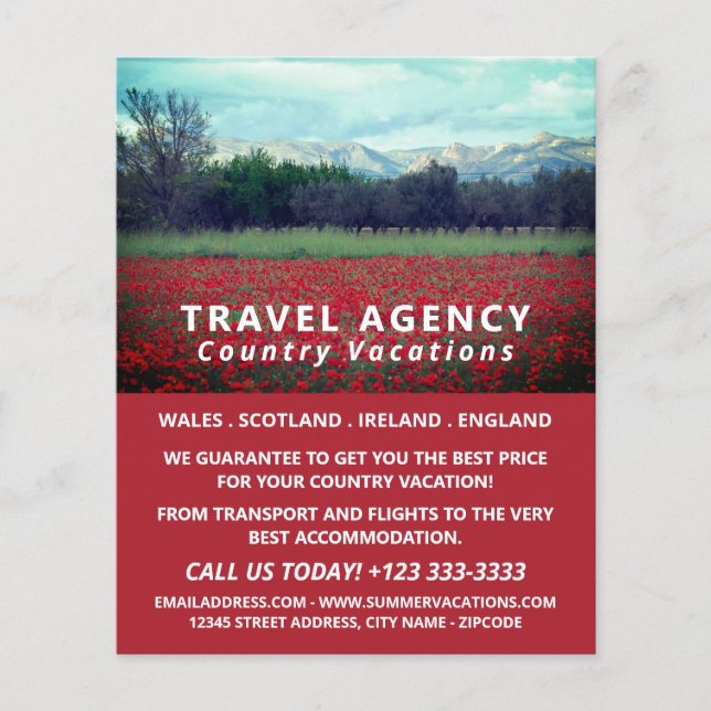 Wild Poppy Field, Reiseagentur Advert Flyer (Vorne)