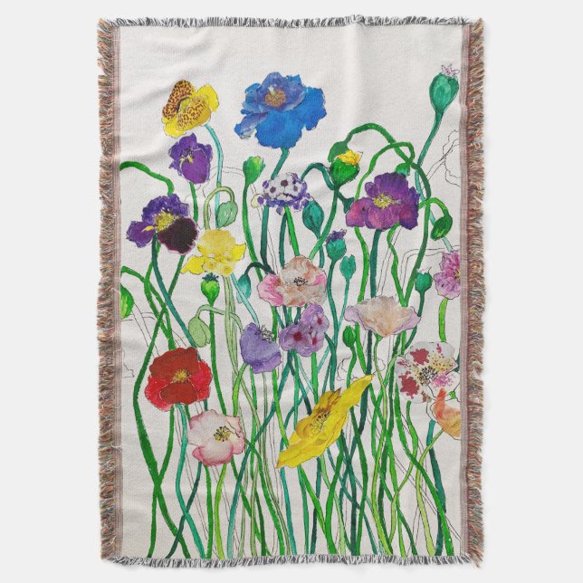 Wild Poppy Throw Decke (Vorderseite Vertikal)