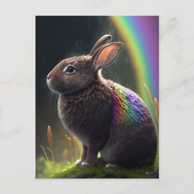 Wild Rainbow Rabbit Postcard Postkarte (Vorderseite)