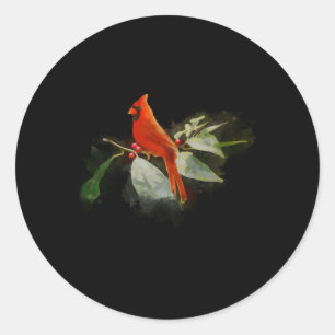 Wild Red Kardinal Bird Runder Aufkleber