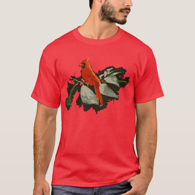 Wild Red Kardinal Bird witzig T-Shirt (Vorderseite)