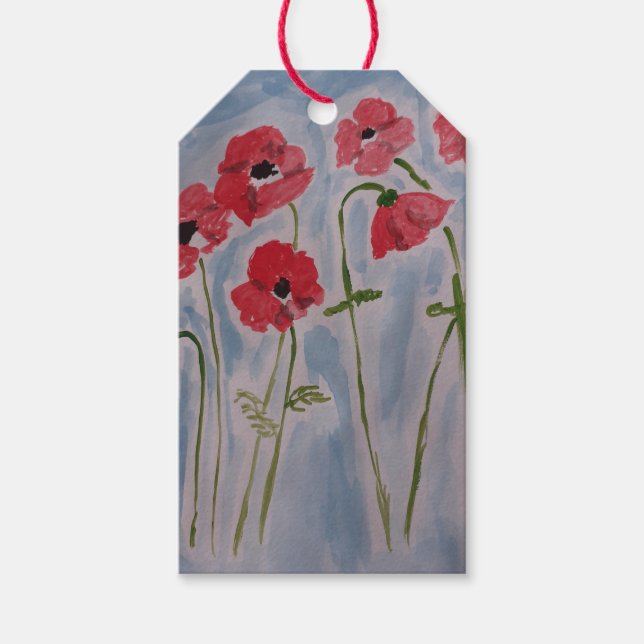 Wild Red Poppies Geschenkanhänger (Vorderseite)