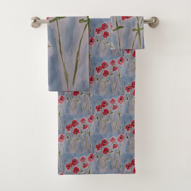 Wild Red Poppies Handtuch Set (Insitu)