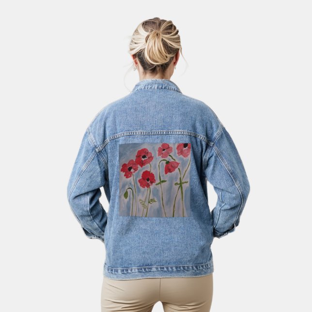 Wild Red Poppies Jeansjacke (Modell)