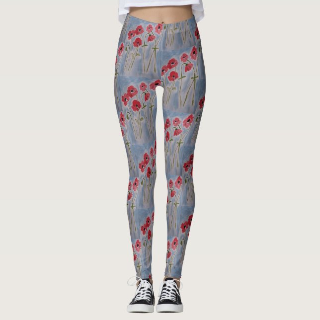 Wild Red Poppies Leggings (Vorderseite)