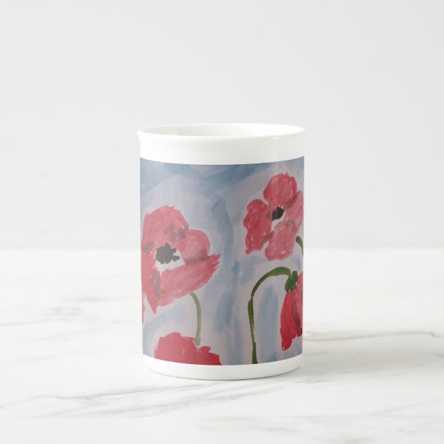 Wild Red Poppies Prozellantasse (Vorderseite)