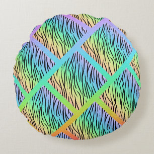 Wild-Regenbogen-Tierdesign Rundes Kissen