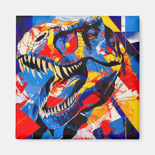 Wild Retro T-rex Dinosaur Fusion Magnet (Vorne)