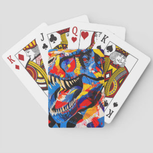 Wild Retro T-rex Dinosaur Fusion Spielkarten
