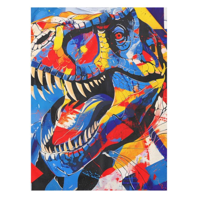 Wild Retro T-rex Dinosaur Fusion Tischdecke (Vorderseite)