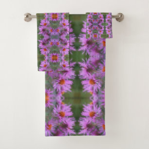 Wild rosa Asters Blume Art Badhandtuch Set