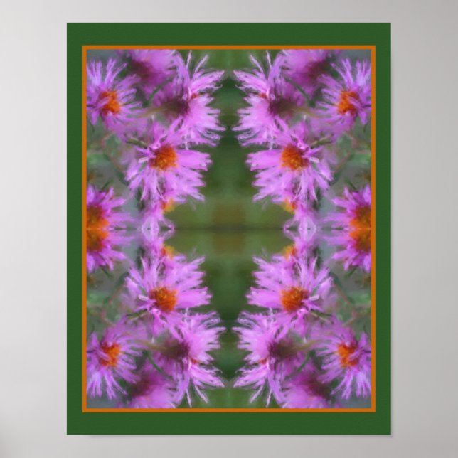 Wild rosa Asters Blume Art Poster (Vorne)