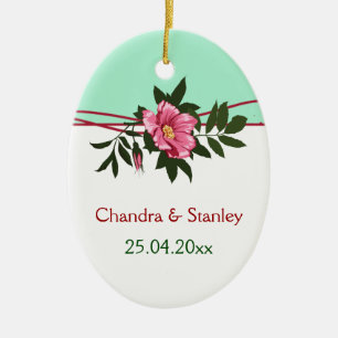Wild-rosa-blühende Hochzeit Minze grüne Sake Keramik Ornament