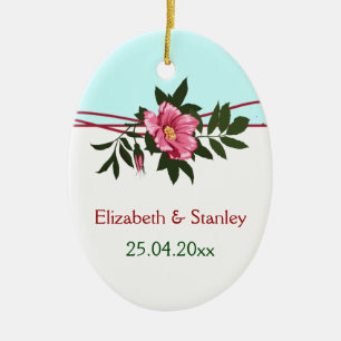 Wild-rosa-blühende Hochzeit Sake-Ornament Keramikornament