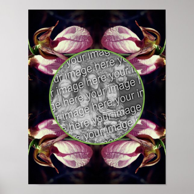 Wild-rosa-farbene Slipper-Orchid-Rahmen hinzufügen Poster (Vorne)