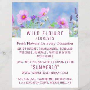 Wild rosa Floral, Floristrische Werbung Flyer