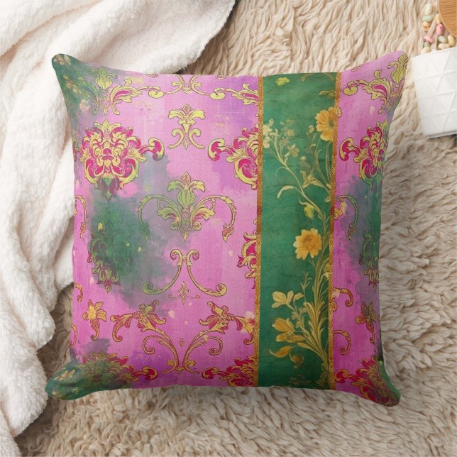 Wild rosa Grunge Damask - Kissen (Decke)
