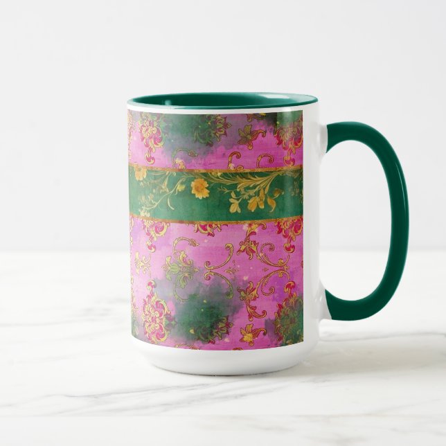 Wild rosa Grunge Damask - Tasse, Cup Tasse (Rechts)