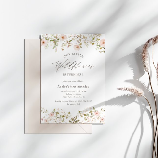 Wild Rose Baby First Birthday Foto Einladung (Von Creator hochgeladen)