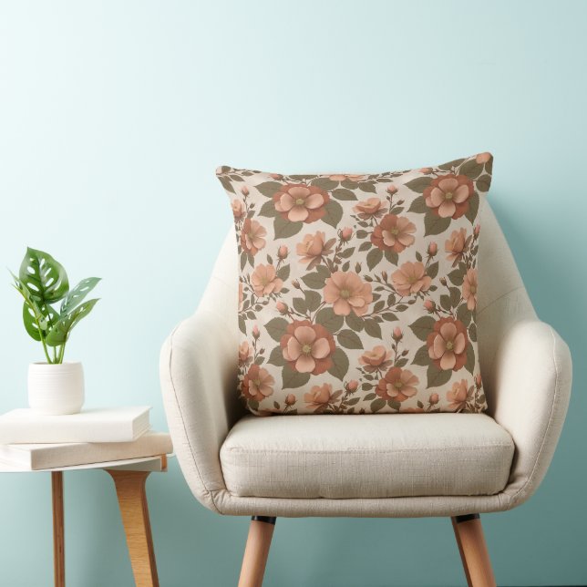 Wild Rose Blooms In Earthy Shades Of Terracotta  Kissen (Stuhl )