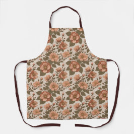 Wild Rose Blooms In Earthy Shades Of Terracotta Schürze