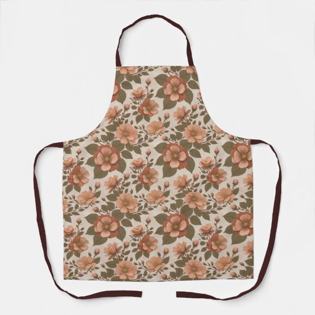 Wild Rose Blooms In Earthy Shades Of Terracotta  Schürze (Vorderseite)