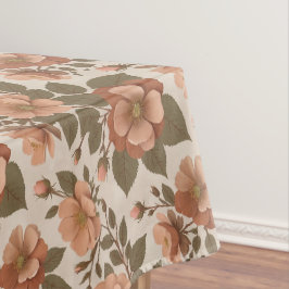 Wild Rose Blooms In Earthy Shades Of Terracotta Tischdecke