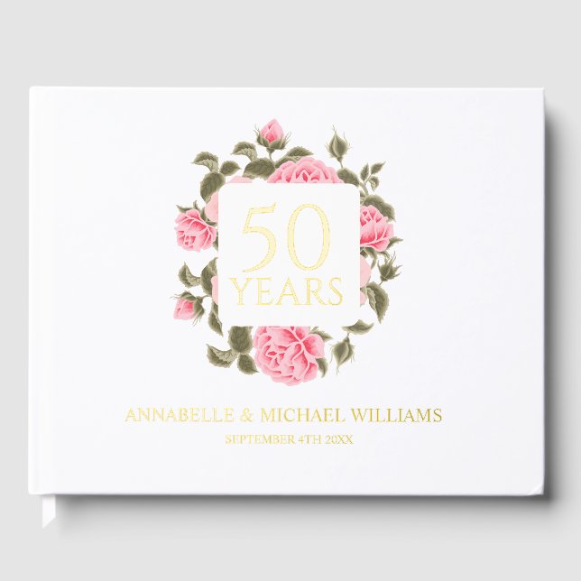WILD ROSE BOUQUET 50. GOLDEN JAHRESTAG GÄSTEBUCH (Vorderseite)