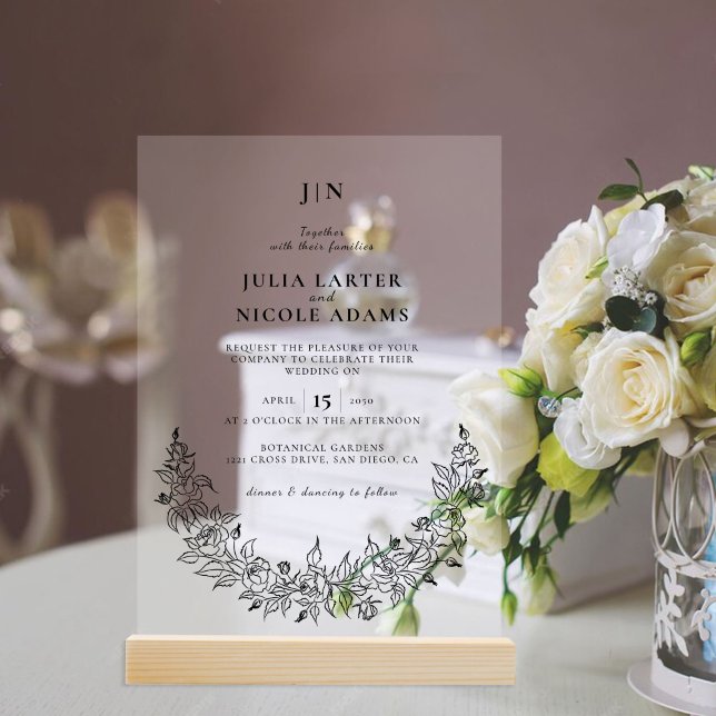 Wild Rose Floral Petals Garden Affair Wedding Acryleinladungen (Von Creator hochgeladen)