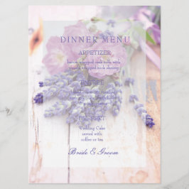 Wild Rose & Lavender Summer Wedding Menu Menükarte