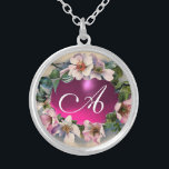 WILD-ROSE MIT PINK FUCHSIA GEM STONE VERSILBERTE KETTE<br><div class="desc">Elegantes, klassisches Blumendesign. Schöne pinkfarbene Rose mit einem leuchtenden Fuchsia Amethyst Edelstein .3D-Grafik und digitale Bearbeitung in Vintagem Stil von Bulgan Lumini (c) Leicht mit Ihren Initialen und eigenen Text als Hochzeitszeremonie Ankündigung, Platzkarten, rett-the-date .favors, danke Karten .baby duwers .Sweet 16 Geburtstage, Bat Mitzvah , Abschluss , Verlobung Duschen, Jubiläen,...</div>