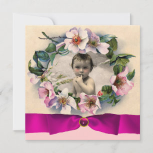 WILD-ROSE MIT PINK RIBBON-FOTOVORLAGE EINLADUNG