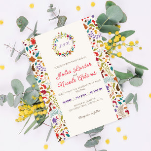 Wild Rose Woods Exotischer Blumengarten Hochzeit Einladung