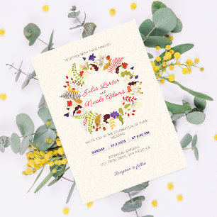 Wild Rose Woods Exotischer Blumengarten Hochzeit Einladung