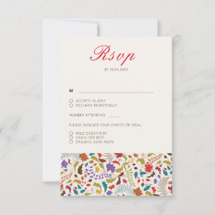 Wild Rose Woods Exotischer Blumengarten Hochzeit RSVP Karte