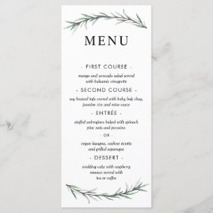 Wild Rosemary Botanical Wedding Menu Menükarte