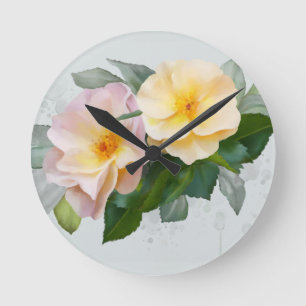 Wild roses runde wanduhr